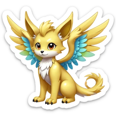 Anthro Sona Cool Edgy Cute Colorful Shy Winged Shiny Fakemon-Fantasy-Creature Full Body sticker