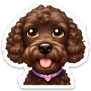 Dark brown Your Cavapoo looking up with big sparkles or tiny hearts around the eyes to show how cute they are sticker
