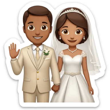 Brown couple getting married sticker