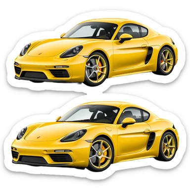 Chalk colored 2024 Porsche 718 Cayman GTS 4.0 with yellow ceramic brakes sticker