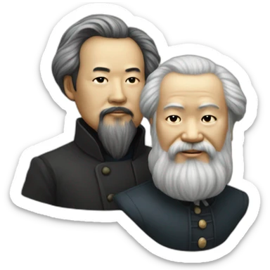 Li Hongzhi and Karl Marx, two human mentors, arm in arm，team up sticker