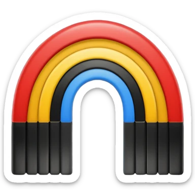 simple emoji-style rainbow with German flag's black, red, and gold stripes instead of rainbow colors sticker