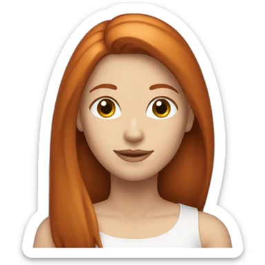 redhead white woman medium long straight hair, in love sticker