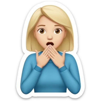 woman surprised with her hands over her mouth, full body sticker