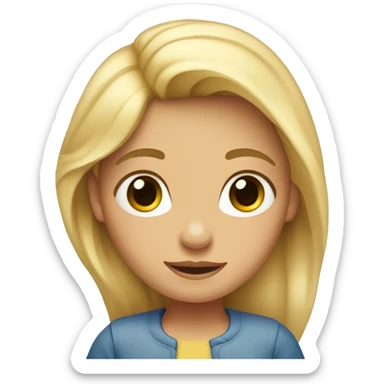 Niña rubia con pelo largo crespa enojada sticker