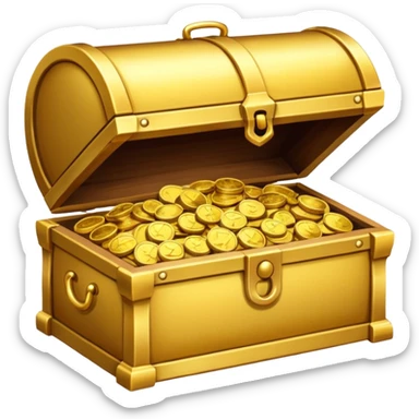 generate a image golden chest image filled with gold coins sticker