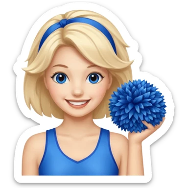 give me a cheerleader with blue pom poms sticker