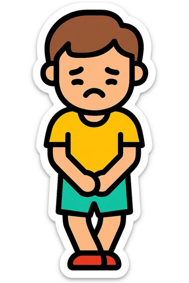 A boy need to pee sticker