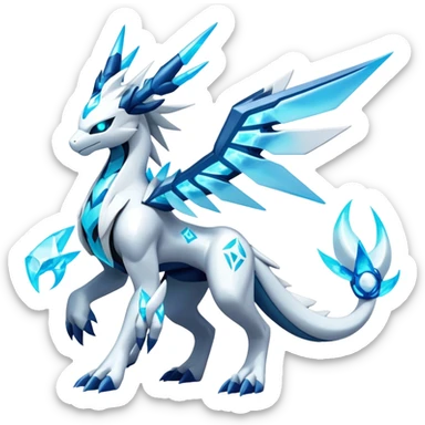 Futuristic Kyurem-reshiram-Glaceon-dialga-suicune-hybrid, full body sticker