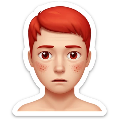 une personne allergique avec des boutons et tout rouge sticker