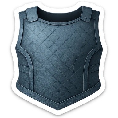 Recolor this armor to match the blueish-gray steel color and ornate engravings of the reference helmet. Emphasize the cool metallic finish and detailed engravings, matching the helmet exactly. Transparent background. sticker