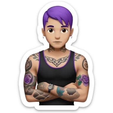 men with tatoos and hightlight that tatoos with purple hair and black dress sticker