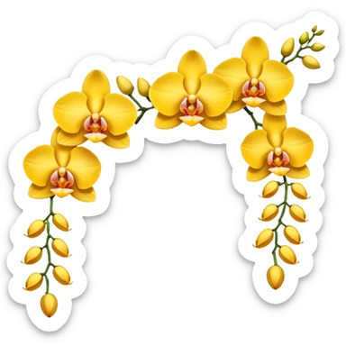Yellow side facing orchid flower of indian wedding garland sticker