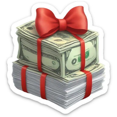 money with red bow sticker