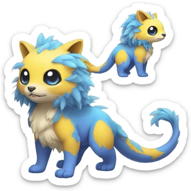 Cute cool colorful fantasy animal hybrid Fakemon full body sticker