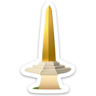 Cinematic Realistic Monas Landmark Emoji, showcasing the National Monument in Jakarta, a towering obelisk with a golden flame, set within a lush park under a clear, radiant sky. sticker