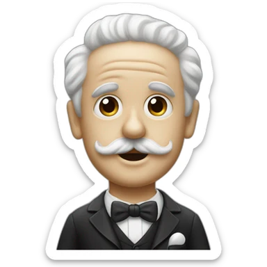 Charlie Chaplin without hat and hair and a  on the left and a toothbrush moustache sticker