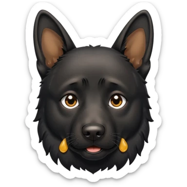 all black german shepherd face crying sticker
