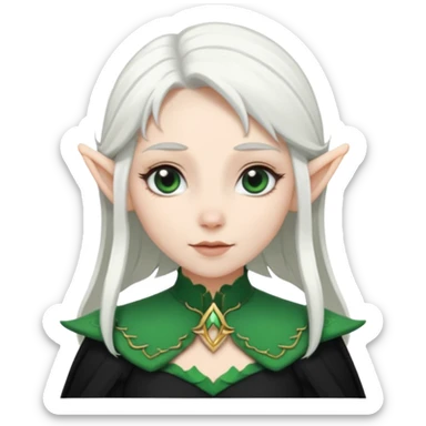 woman elves with white hair black dress  sticker