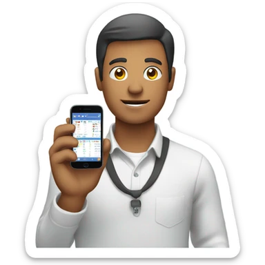 a man with a smartphone showing charts sticker