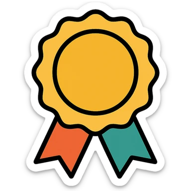 vector icon of a gold guarantee seal emblem with subtle colorful accents, elegant and minimalist flat design, isolated on white, award badge style, 2D flat vector, trending icon look, soft shadows, no text, commercial use sticker