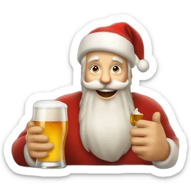 Père Noël qui offre un verre de bière à un enfant comme cadeau sticker