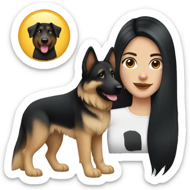 pale skin hispanic woman long black hair with german shepherd sticker