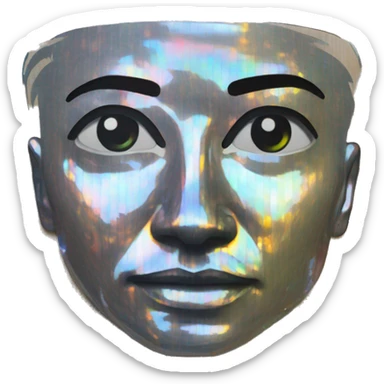 Person face portrait made entirely of holographic record vinyl sticker