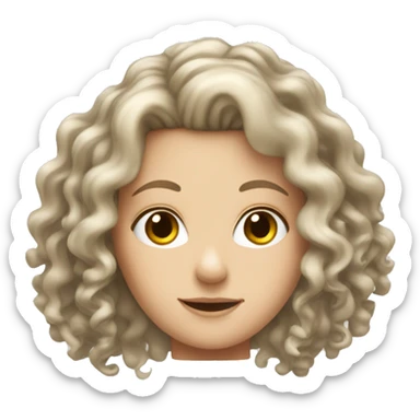 White girl having curly haie sticker