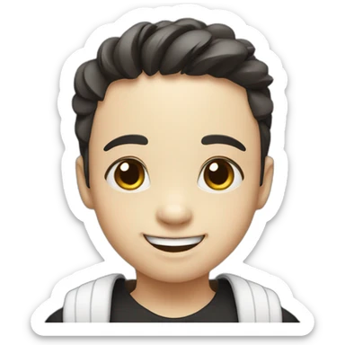 Smiling boy in panda dress sticker