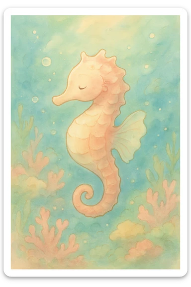 soft and whimsical seahorse sticker