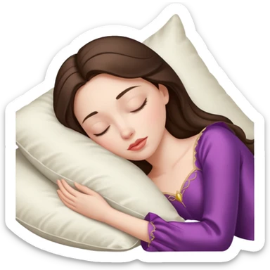 sleeping beauty brunette white girl with a silk pillow sticker