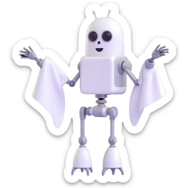 robot ghost with classic ghost sheet, robotic arms and antenna sticker