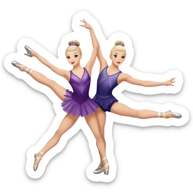 Icon for Sports Dance: a couple in competitive dance attire performing a synchronized dance with acrobatic lifts, dance shoes, rhythmic floor, and a competition backdrop. The icon should capture athleticism, technique, and precision in sports dance. Transparent background. sticker
