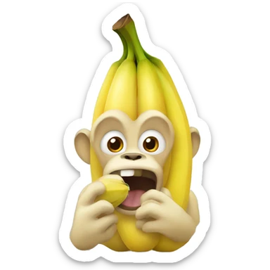 un singe qui mange une banane sticker