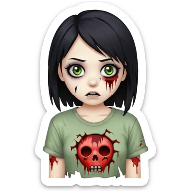 girl zombie with black hair emo emoji  sticker