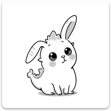 kawaii bunny plant dragon with tiny spikes, extremely cute, giant sparkly eyes, blushing cheeks, pastel colors, small mouth, adorable expression, chibi style sticker