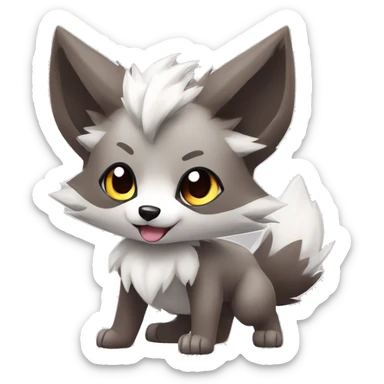Kawaii Chibi Poochyena-Lycanroc-Pokémon Full Body sticker