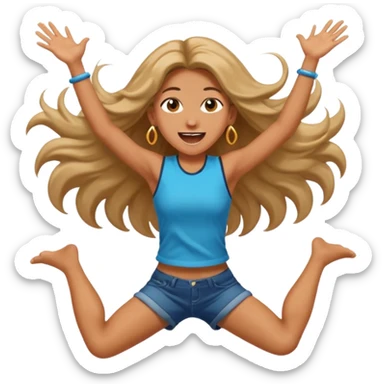 bungee jumping face in action with earrings and long hair flying away sticker