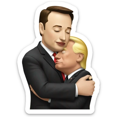 Elon Musk kissing Donald Trump ￼ sticker