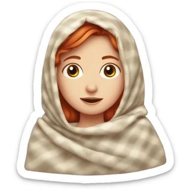 Fair skin red head girl in blanket  sticker