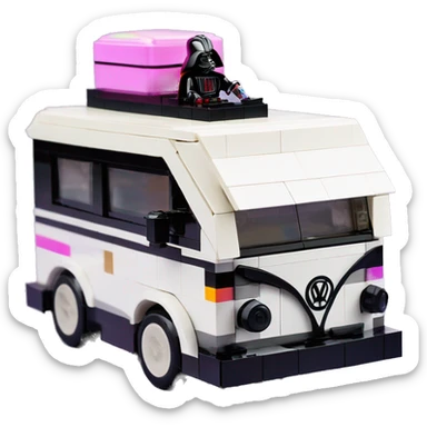 1/18 scale, Lego Barbie dream nightmare vw bug rv camper Haunted Cabin Darth Vader’s ice cube race car with bright white headlights and light saber bumpers  sticker