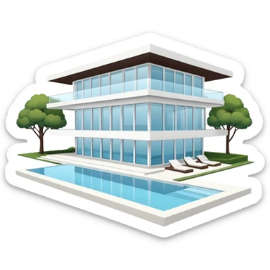 white 3 floor luxurious villa sticker