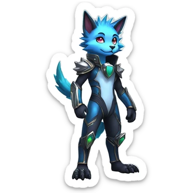 Shiny Anthro Sona Fakemon Nebula with a spiked collar Full Body sticker