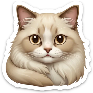 A relaxed Ragdoll cat flopping over like a plush toy, limp body, sleepy eyes, cartoon style, transparent background sticker