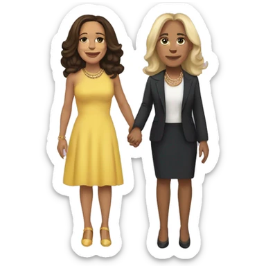 Kamala harris and princess blonde couple holding hands sticker