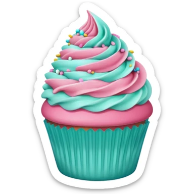 pink and aqua green cupcake  sticker