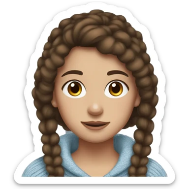 teenage girl, hispanic, freckles, afro brown hair, pony tail, medium length hair, brown eyes, light blue sweater, winter sweater, freckle sticker