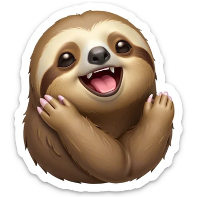Cinematic Cute Yawning Sloth Portrait Emoji, Head tilted slightly with a dramatic, wide-open yawn, showcasing a languid, cuddly form with drowsy, half-closed eyes and an open, relaxed mouth, Simplified yet irresistibly adorable features, highly detailed, glowing with a soft, cozy glow, high shine, relaxed yet expressive, stylized with a dash of whimsical sluggish charm, soft glowing outline, capturing the essence of a drowsy yet affectionate sloth that appears ready to stretch out for a long nap! sticker
