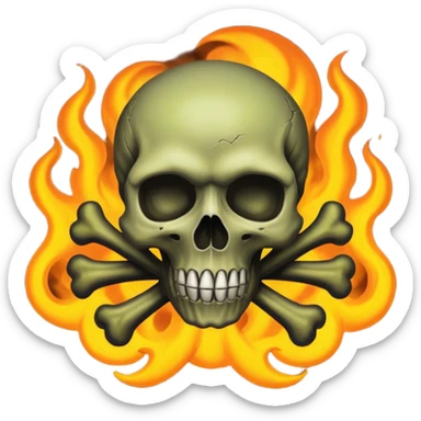 a poisonous cloud of gas, dark swamp color, with an image of a skull and two crossed bones behind the skull sticker